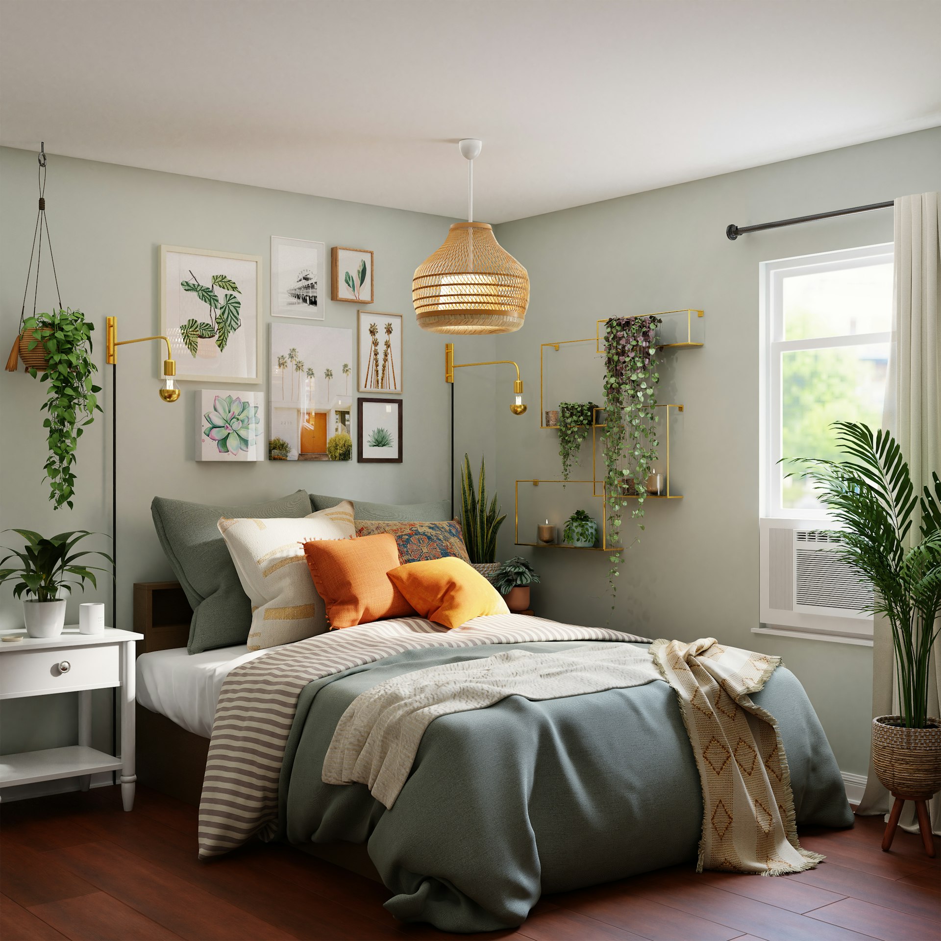Illustrative natural textures and warm tones in a softly lit home